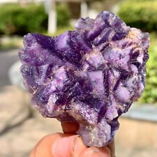 88G Rare Transparent purple Cube Fluorite Mineral Crystal Specimen/China picture