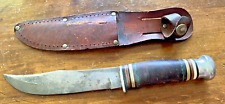 Vintage Kinfolks 368  Fixed Blade Knife w/sheath stacked leather handle-1096.24 picture