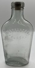 VINTAGE ANTIQUE WARRANTED STRAP FLASK UNION MADE CLEAR BOTTLE EMBOSSED STAR picture