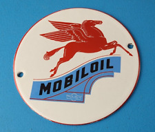 Vintage Mobil Oil Porcelain Sign - Mobilgas Peggy Porcelain Gas Pump Plate Sign picture