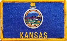 KANSAS State Flag Embroidered Iron-On Patch Tactical  Emblem Gold Border  picture