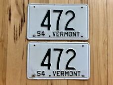 Pair of 1954 Vermont License Plates picture
