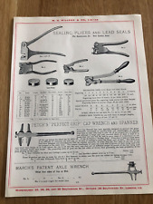 1917 w.h. willcox of london double sided print  sealing pliers and lead seals picture