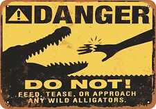 Metal Sign - Danger Alligators - Vintage Look Reproduction picture