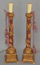 A Pair Of Early C1900 Polychromed And Gold Gilded Carved Wood Candle Stands. picture