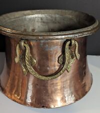 Antique Hand Hammered 19th Century Copper Pot with Dovetail Joints, Brass Handle picture
