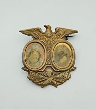 Antique 1888 Grover Cleveland and Allen Thurman Brass Pin Badge With Eagle  picture
