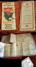 True Vtg 1960s Conoco Oil Advertisting WYOMING TRAVEL FOLDING ROAD MAP  picture