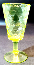 Bryce Brothers Diamond Quilt~ EAPG Goblet 19th Century Yellow Uranium Glass picture