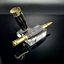 Handmade Over Under Shotgun Rollerball Pen with Stabilized Burl and Buffalo Horn picture