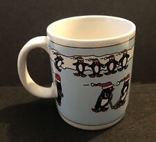 Vintage Houston Foods 1986 Korea Coffee Cup Mug Penguins Christmas Collectible picture