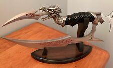 Rare Vintage JIM FROST Dragon Slayer Stainless Steel Knife With Display Stand picture