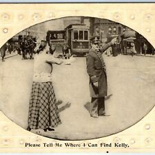 c1910s Busy Traffic Controller Flagger Street Car Downtown Auto KELLY?? A143 picture
