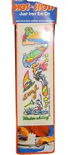 Vintage Applause Iron On Hot Spots Transfer Patches in Neon Surfing Skiing Water picture