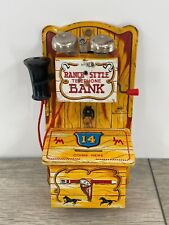Linemar Western Ranch Telephone Coin Bank Tin Litho Toy Wall Decor Japan Cowboy picture