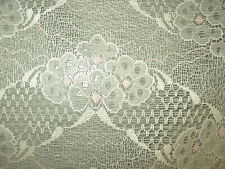 French Import lace drapery craft wedding fabric white pink floral 118