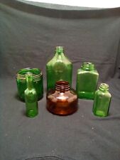 Antique  Green Medicine Cure And Apothecary Bottles With Inkwell Embossed. Lot-1 picture