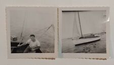 2 1950s VTG Instant PHOTOS Handsome Tee Shirt Man Sailboat Sailing picture