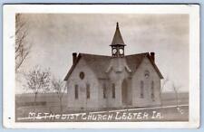 1909 RPPC LESTER IOWA METHODIST CHURCH BELL TOWER STEEPLE ANTIQUE PHOTO POSTCARD picture