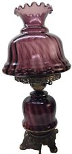 Vintage( Fenton Purple urple Optic Swirl Electric Table Lamp/Interior/ One Lamp picture
