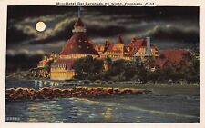 San Diego CA California Hotel Coronado Night View Moonlight Vtg Postcard C46 picture