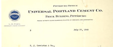1909 Universal Poratland Cement Co PITTSBURGH PA Office Letterhead L S Fuqua picture