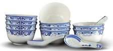 10 Pcs Fine Bone China Blue and White Chinese Soup Bowls Ceramic Porcelain Bo... picture