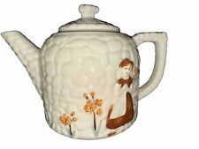 Vintage Porcelier Coffee Tea Pot Vitreous China Cobblestone Pattern Dutch Girl picture
