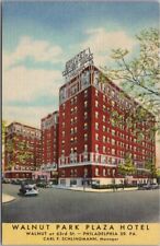 Vintage PHILADELPHIA, PA Postcard WALNUT PARK PLAZA HOTEL Street View / Linen picture