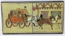 Rare Antique 1930s D&M Horse Carriage Wrought Iron Ceramic Tile Table Top HR21 picture