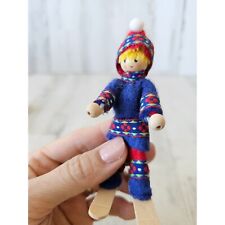 Vintage felt skier skiing ornament decor figurine boy Eskimo picture
