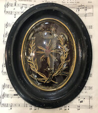 Rare Antique French Reliquary Glass 3 Saints Alacoque Laurent Sacred Heart c1880 picture