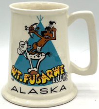 Vintage W.T. Fugarwe Lodge Alaska Beer Stein Mug Mountain Goat USA Teepee  picture