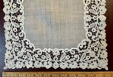 Bruges Belgian bobbin lace edged handkerchief Late 19th C. picture