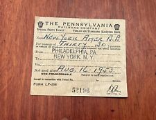 1953 NEW YORK YANKEES PENNSYLVANIA RAILROAD TEAM TRAVEL TICKET - WORLD CHAMPS picture