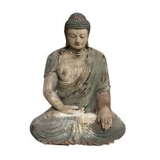 Chinese Rustic Wood Sitting Gautama Amitabha Buddha Statue ws2710 picture