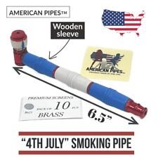 6.5'' American Pipes™️ long wooden hand pipe for tobacco smoking with 10 screens picture