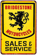 BRIDGESTONE MOTORCYCLES Sales & Service Vintage LOOK Reproduction Metal Sign picture