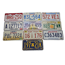 License Plates USA Number Plate Vintage Colorful Tag Mancave Art Wall Lot of 10 picture