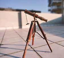 Vintage Brass Telescope on Tripod Stand use Lens Antique Desktop Brass Telescope picture