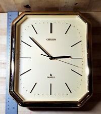 Vintage Citizen Quartz Wall Clock Gold Tone Plastic Casing 10¼