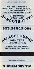 Palace Lounge 10th Year Show Girls, Matthews, NC Vintage Matchbook Cover picture