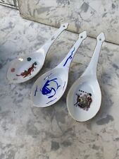 Lot of 3 Porcelain Soup Spoons Japanese Appetizer Service, Multi use 8.5” picture