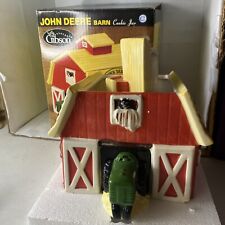 Gibson John Deere Cookie Jar Green Tractor Red Barn Farm House Decor New In Box picture