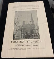 June 16, 1912 First Baptist Church of Manchester New Hampshire Church Program picture