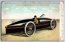1906 World's Fastest Record, Frank H. Marion Daytona Beach Postcard PM 1915 picture