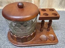 Vintage Fairfax Tobacco Glass Humidor Jar Wood Pipe Stand Made in USA Mancave picture