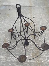Antique Chandelier Six Candle Hand  Forged Wrought Iron. Estate Piece picture
