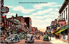 CT-186 KY Newport Monmouth Street Coca Cola Marx Bros Shell Candy Linen Postcard picture