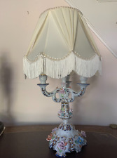 Candelabra / Lamp 4 Arm Holder Porcelain Vintage Flowers Height 15.5 picture